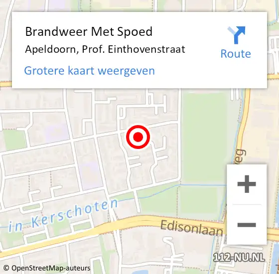 Locatie op kaart van de 112 melding: Brandweer Met Spoed Naar Apeldoorn, Prof. Einthovenstraat op 27 november 2013 18:15