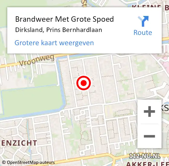 Locatie op kaart van de 112 melding: Brandweer Met Grote Spoed Naar Dirksland, Prins Bernhardlaan op 27 november 2013 18:16