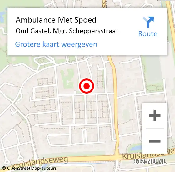 Locatie op kaart van de 112 melding: Ambulance Met Spoed Naar Oud Gastel, Mgr. Scheppersstraat op 22 november 2015 16:41