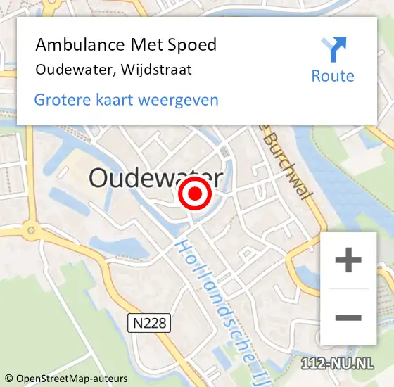 Locatie op kaart van de 112 melding: Ambulance Met Spoed Naar Oudewater, Wijdstraat op 22 november 2015 16:48