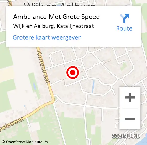 Locatie op kaart van de 112 melding: Ambulance Met Grote Spoed Naar Wijk en Aalburg, Katalijnestraat op 22 november 2015 18:11