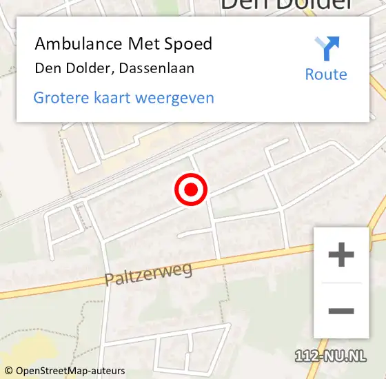 Locatie op kaart van de 112 melding: Ambulance Met Spoed Naar Den Dolder, Dassenlaan op 22 november 2015 18:35