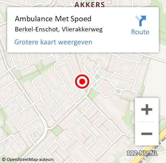 Locatie op kaart van de 112 melding: Ambulance Met Spoed Naar Berkel-Enschot, Vlierakkerweg op 22 november 2015 19:58