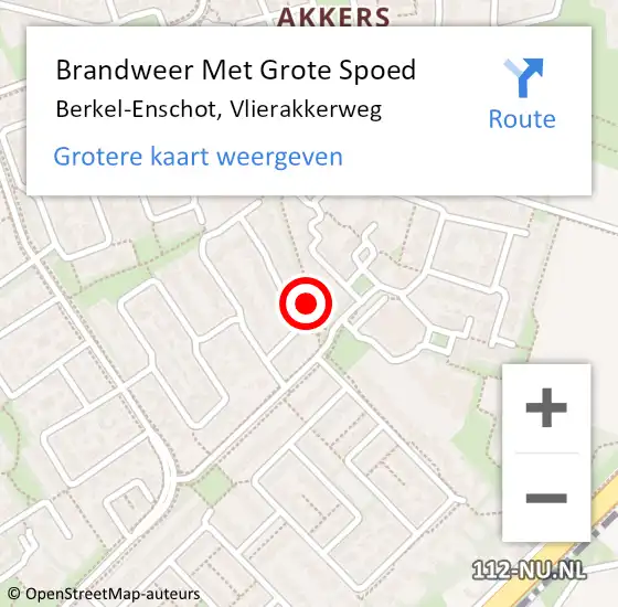 Locatie op kaart van de 112 melding: Brandweer Met Grote Spoed Naar Berkel-Enschot, Vlierakkerweg op 22 november 2015 19:58