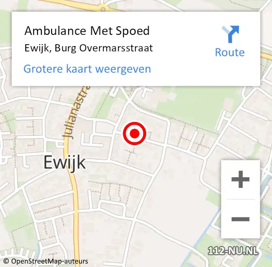 Locatie op kaart van de 112 melding: Ambulance Met Spoed Naar Ewijk, Burg Overmarsstraat op 22 november 2015 20:04