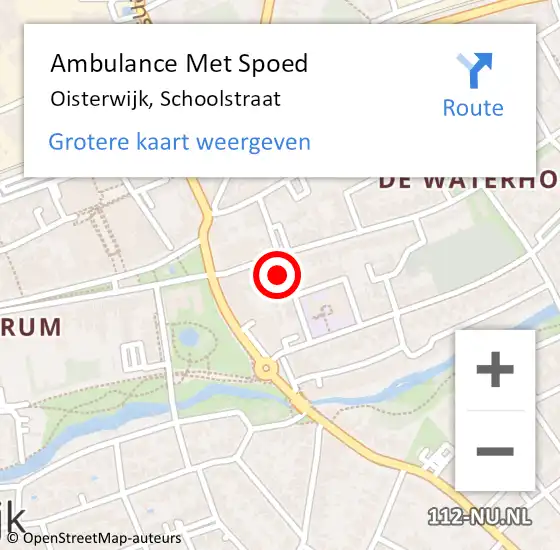 Locatie op kaart van de 112 melding: Ambulance Met Spoed Naar Oisterwijk, Schoolstraat op 22 november 2015 21:49