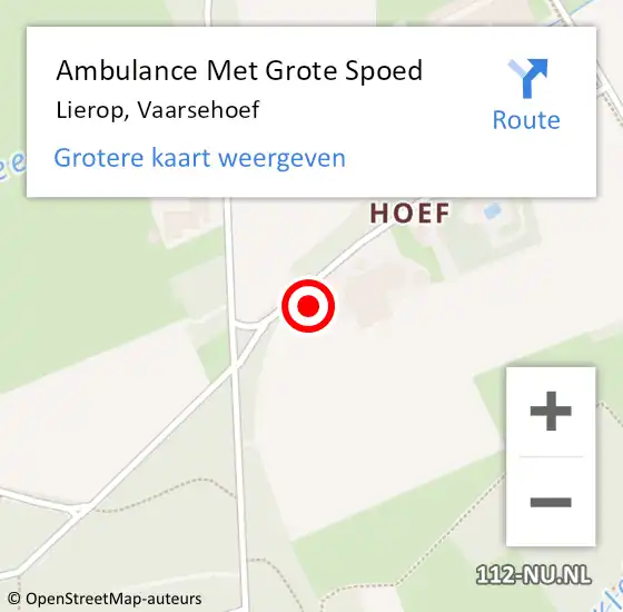 Locatie op kaart van de 112 melding: Ambulance Met Grote Spoed Naar Lierop, Vaarsehoef op 22 november 2015 23:29