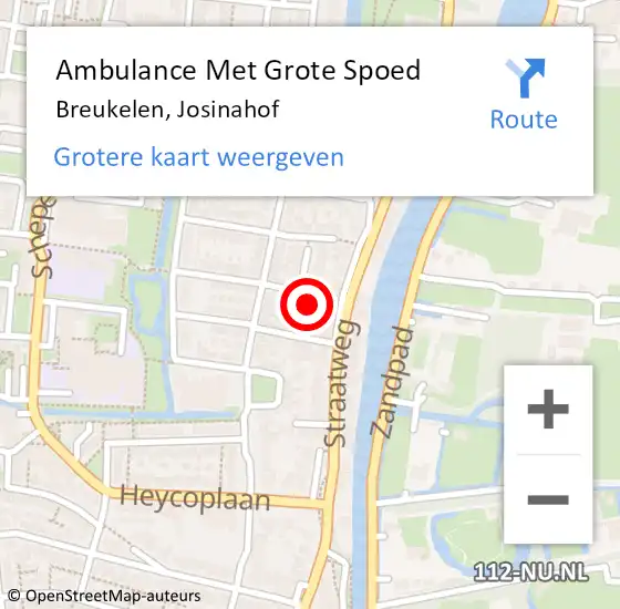 Locatie op kaart van de 112 melding: Ambulance Met Grote Spoed Naar Breukelen, Josinahof op 23 november 2015 00:09