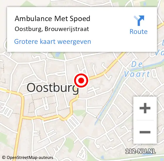 Locatie op kaart van de 112 melding: Ambulance Met Spoed Naar Oostburg, Brouwerijstraat op 23 november 2015 01:13
