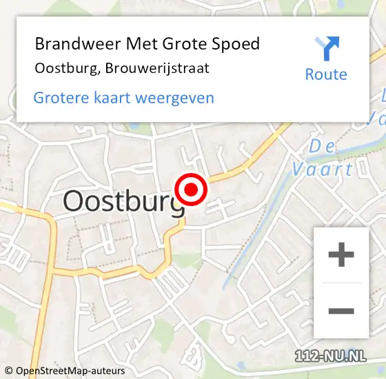 Locatie op kaart van de 112 melding: Brandweer Met Grote Spoed Naar Oostburg, Brouwerijstraat op 23 november 2015 01:22
