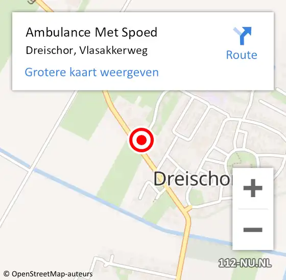 Locatie op kaart van de 112 melding: Ambulance Met Spoed Naar Dreischor, Vlasakkerweg op 23 november 2015 06:25