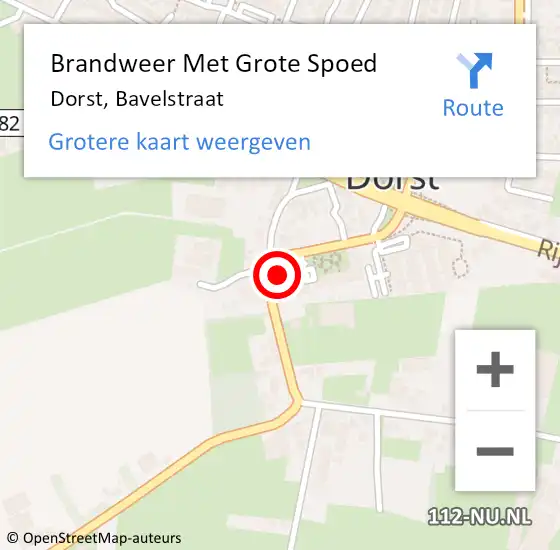 Locatie op kaart van de 112 melding: Brandweer Met Grote Spoed Naar Dorst, Bavelstraat op 27 november 2013 19:18