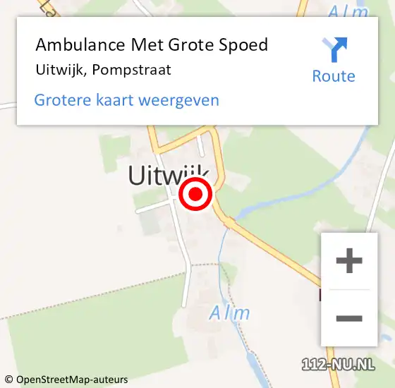 Locatie op kaart van de 112 melding: Ambulance Met Grote Spoed Naar Uitwijk, Pompstraat op 23 november 2015 08:49