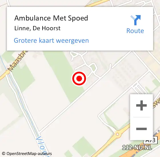 Locatie op kaart van de 112 melding: Ambulance Met Spoed Naar Linne, De Hoorst op 23 november 2015 08:57