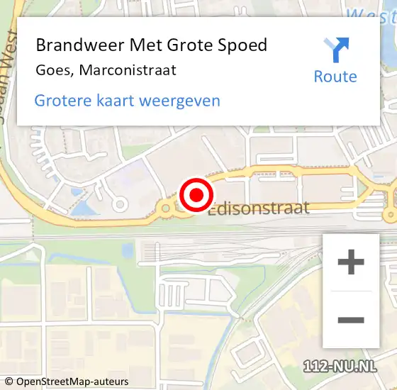 Locatie op kaart van de 112 melding: Brandweer Met Grote Spoed Naar Goes, Marconistraat op 23 november 2015 09:06