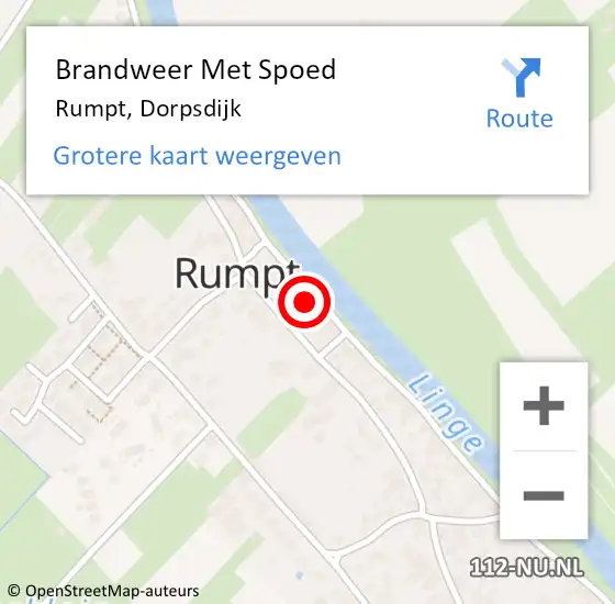 Locatie op kaart van de 112 melding: Brandweer Met Spoed Naar Rumpt, Dorpsdijk op 23 november 2015 09:47