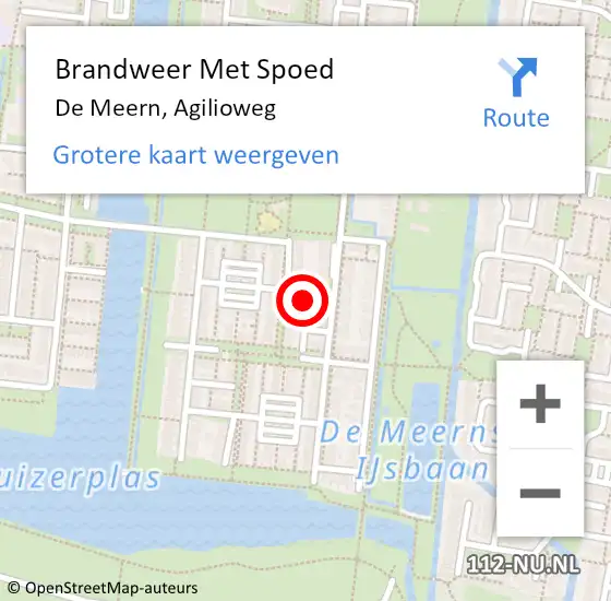 Locatie op kaart van de 112 melding: Brandweer Met Spoed Naar De Meern, Agilioweg op 23 november 2015 10:39
