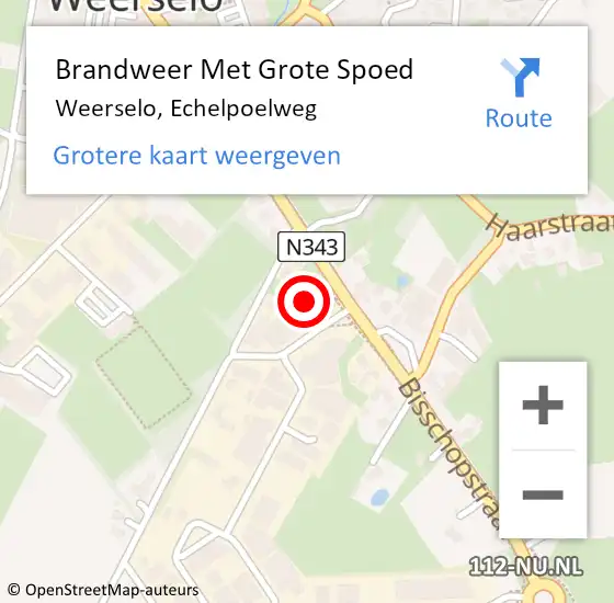 Locatie op kaart van de 112 melding: Brandweer Met Grote Spoed Naar Weerselo, Echelpoelweg op 23 november 2015 10:51