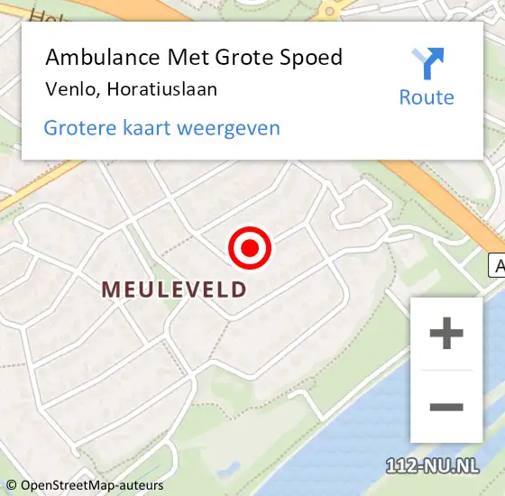 Locatie op kaart van de 112 melding: Ambulance Met Grote Spoed Naar Venlo, Horatiuslaan op 23 november 2015 10:52