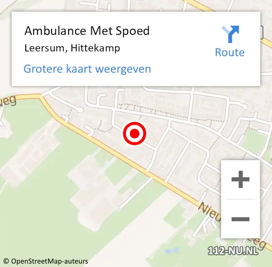 Locatie op kaart van de 112 melding: Ambulance Met Spoed Naar Leersum, Hittekamp op 23 november 2015 11:03