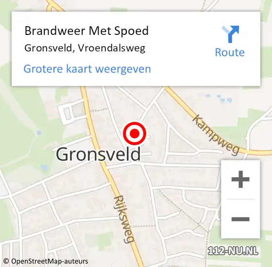 Locatie op kaart van de 112 melding: Brandweer Met Spoed Naar Gronsveld, Vroendalsweg op 23 november 2015 11:18