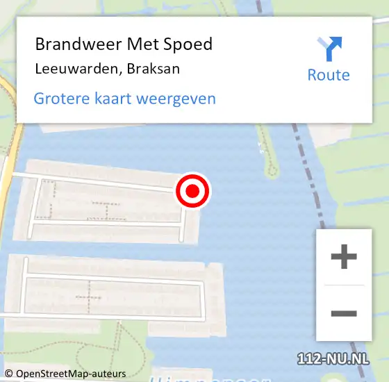 Locatie op kaart van de 112 melding: Brandweer Met Spoed Naar Leeuwarden, Braksan op 23 november 2015 11:26