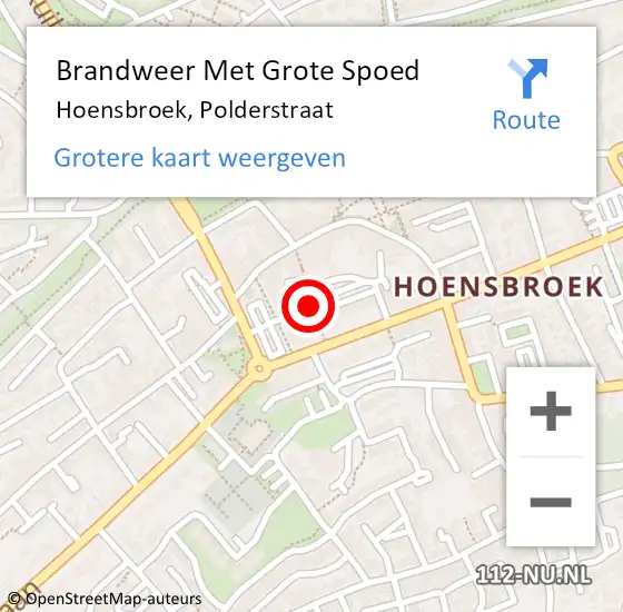 Locatie op kaart van de 112 melding: Brandweer Met Grote Spoed Naar Hoensbroek, Polderstraat op 23 november 2015 11:48