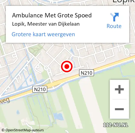 Locatie op kaart van de 112 melding: Ambulance Met Grote Spoed Naar Lopik, Meester van Dijkelaan op 23 november 2015 11:48