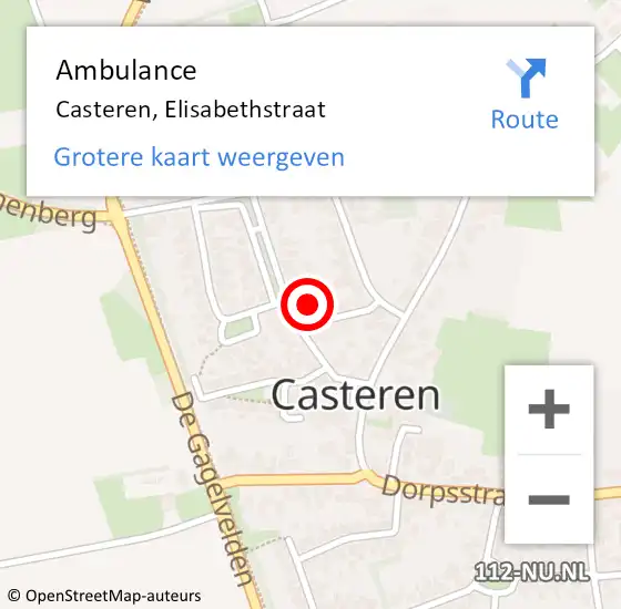 Locatie op kaart van de 112 melding: Ambulance Casteren, Elisabethstraat op 23 november 2015 11:49