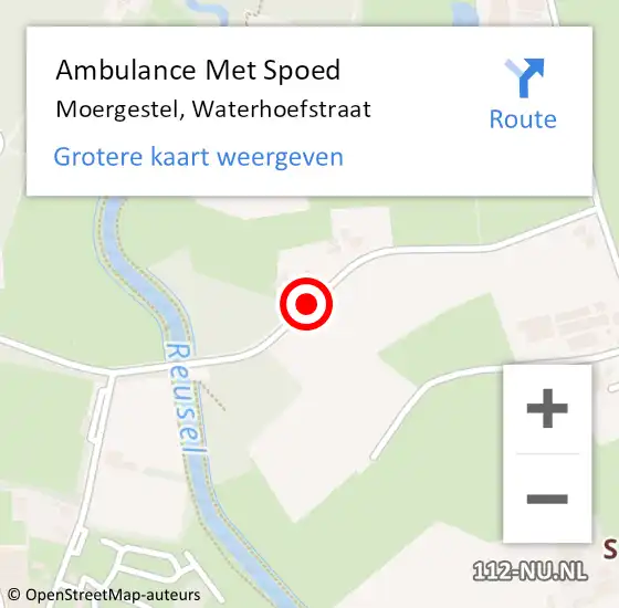 Locatie op kaart van de 112 melding: Ambulance Met Spoed Naar Moergestel, Waterhoefstraat op 23 november 2015 11:55