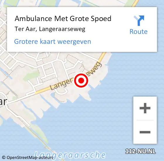 Locatie op kaart van de 112 melding: Ambulance Met Grote Spoed Naar Ter Aar, Langeraarseweg op 23 november 2015 12:13