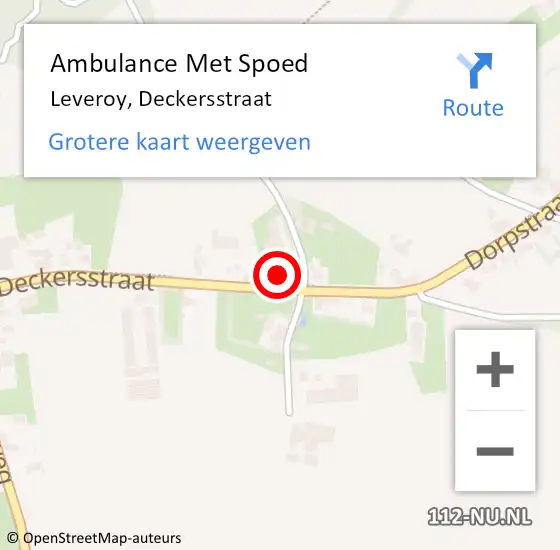 Locatie op kaart van de 112 melding: Ambulance Met Spoed Naar Leveroy, Deckersstraat op 23 november 2015 12:50