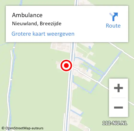 Locatie op kaart van de 112 melding: Ambulance Nieuwland, Breezijde op 23 november 2015 12:53