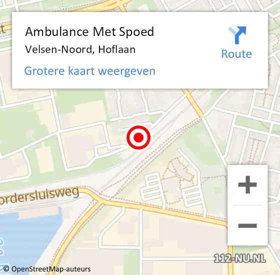 Locatie op kaart van de 112 melding: Ambulance Met Spoed Naar Velsen-Noord, Hoflaan op 23 november 2015 12:58