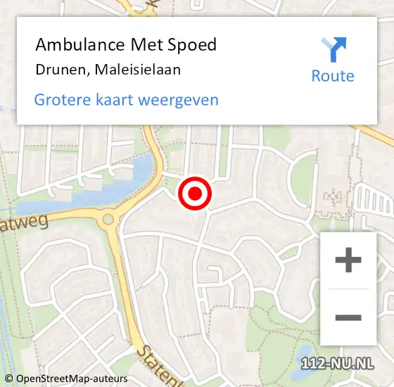 Locatie op kaart van de 112 melding: Ambulance Met Spoed Naar Drunen, Maleisielaan op 23 november 2015 13:51