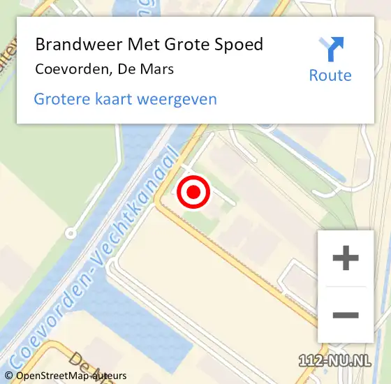 Locatie op kaart van de 112 melding: Brandweer Met Grote Spoed Naar Coevorden, De Mars op 23 november 2015 14:27