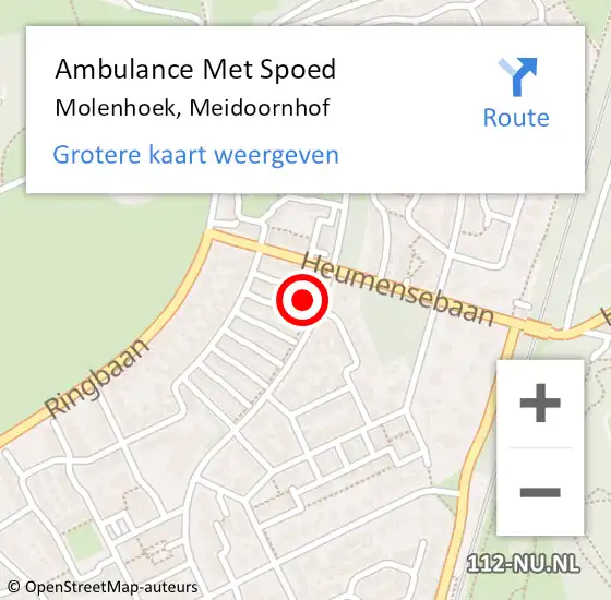 Locatie op kaart van de 112 melding: Ambulance Met Spoed Naar Molenhoek, Meidoornhof op 23 november 2015 16:07