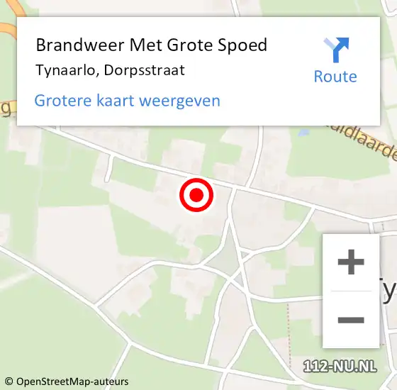 Locatie op kaart van de 112 melding: Brandweer Met Grote Spoed Naar Tynaarlo, Dorpsstraat op 23 november 2015 17:11