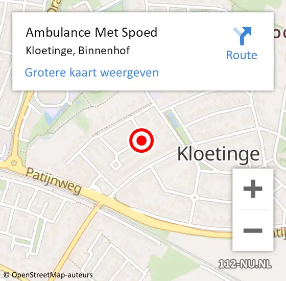 Locatie op kaart van de 112 melding: Ambulance Met Spoed Naar Kloetinge, Binnenhof op 23 november 2015 17:27