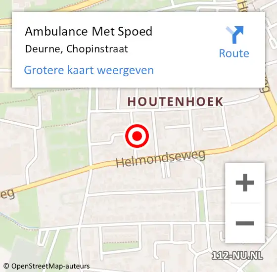 Locatie op kaart van de 112 melding: Ambulance Met Spoed Naar Deurne, Chopinstraat op 23 november 2015 17:39