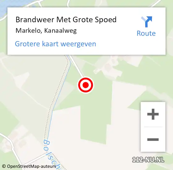 Locatie op kaart van de 112 melding: Brandweer Met Grote Spoed Naar Markelo, Kanaalweg op 23 november 2015 19:46