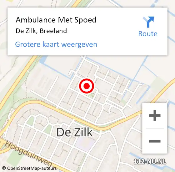 Locatie op kaart van de 112 melding: Ambulance Met Spoed Naar De Zilk, Breeland op 14 september 2013 06:29