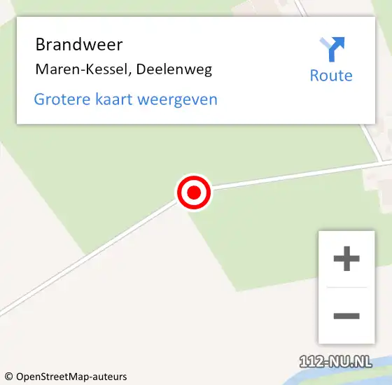 Locatie op kaart van de 112 melding: Brandweer Maren-Kessel, Deelenweg op 23 november 2015 21:28