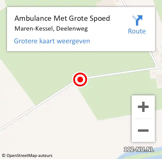 Locatie op kaart van de 112 melding: Ambulance Met Grote Spoed Naar Maren-Kessel, Deelenweg op 23 november 2015 21:30