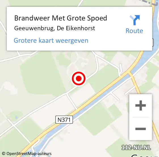 Locatie op kaart van de 112 melding: Brandweer Met Grote Spoed Naar Geeuwenbrug, De Eikenhorst op 23 november 2015 22:28