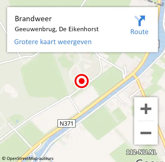 Locatie op kaart van de 112 melding: Brandweer Geeuwenbrug, De Eikenhorst op 23 november 2015 22:29