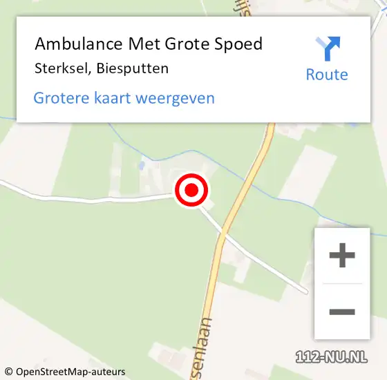 Locatie op kaart van de 112 melding: Ambulance Met Grote Spoed Naar Sterksel, Biesputten op 23 november 2015 22:38