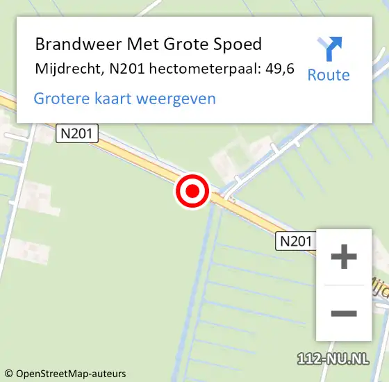 Locatie op kaart van de 112 melding: Brandweer Met Grote Spoed Naar Amstelhoek, N201 hectometerpaal: 49,6 op 23 november 2015 23:05