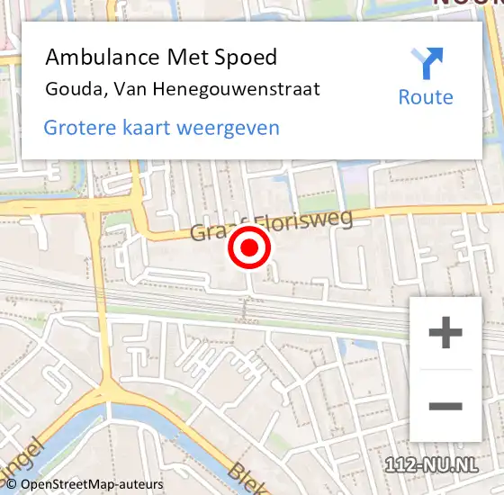 Locatie op kaart van de 112 melding: Ambulance Met Spoed Naar Gouda, Van Henegouwenstraat op 27 november 2013 21:21