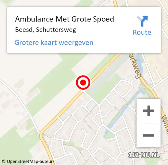 Locatie op kaart van de 112 melding: Ambulance Met Grote Spoed Naar Beesd, Schuttersweg op 23 november 2015 23:25